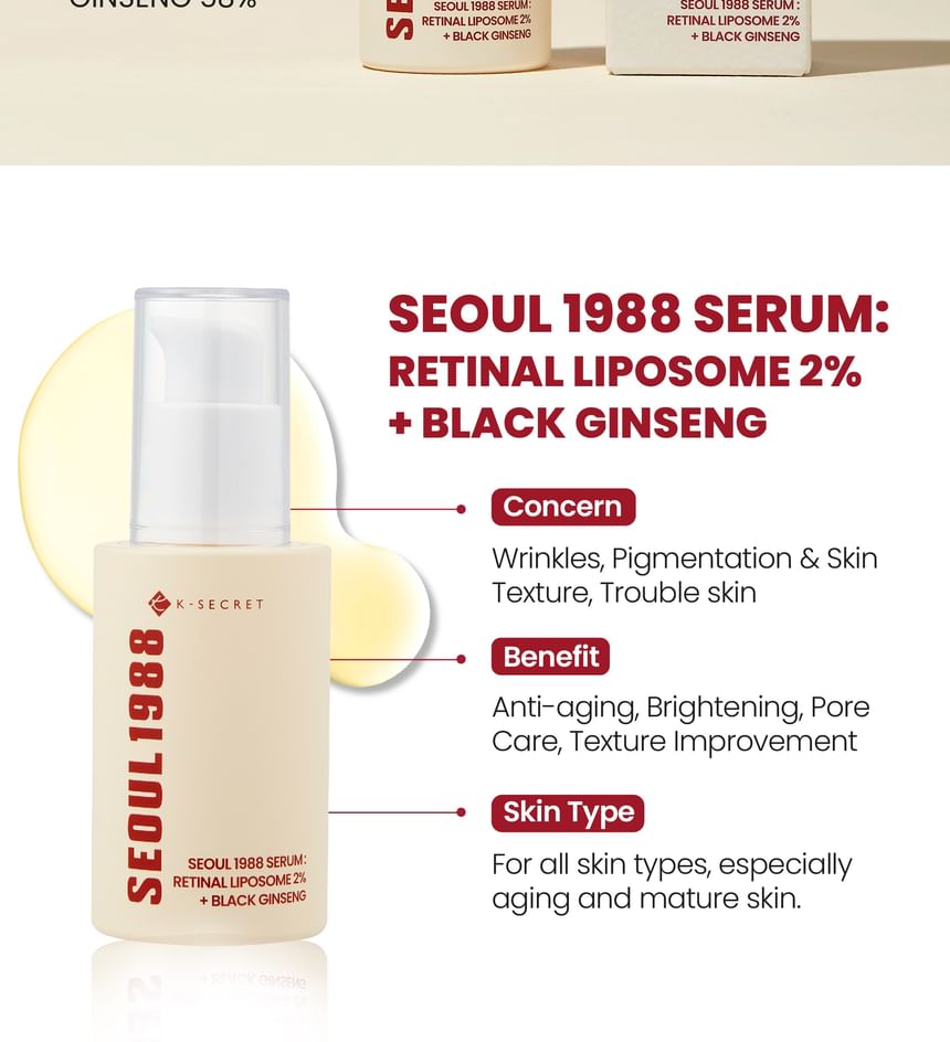 KSECRET - SEOUL 1988 Serum : Retinal Liposome 2% + Black Ginseng