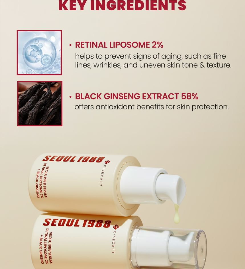 KSECRET - SEOUL 1988 Serum : Retinal Liposome 2% + Black Ginseng