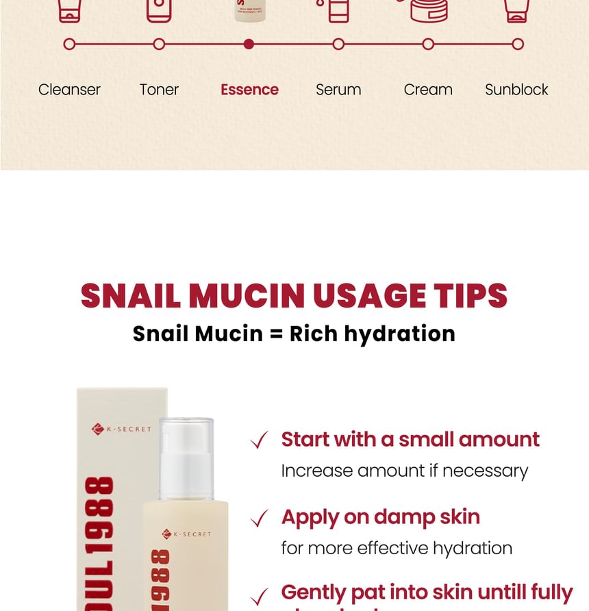 KSECRET - SEOUL 1988 Essence : Snail Mucin 97% + Rice