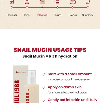 KSECRET - SEOUL 1988 Essence : Snail Mucin 97% + Rice