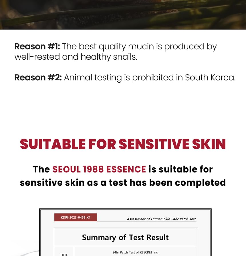 KSECRET - SEOUL 1988 Essence : Snail Mucin 97% + Rice