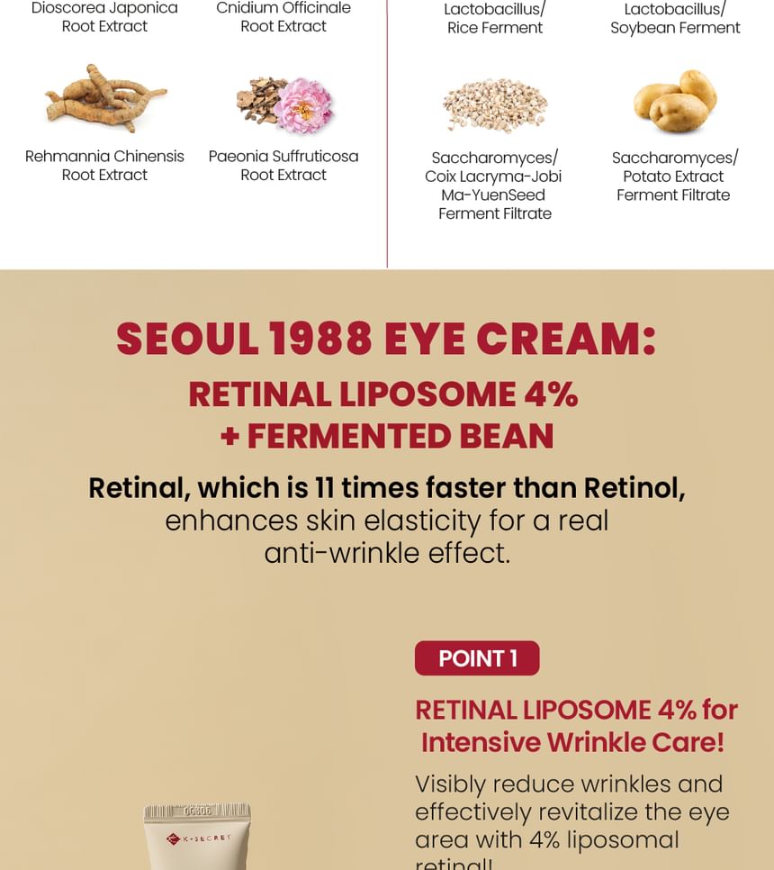 KSECRET - SEOUL 1988 Eye Cream : Retinal Liposome 4% + Fermented Bean